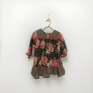 Pumpkin Patch Toddler Girls Dressfloral Pink And Grey Size 12-18 Month